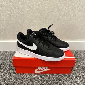 Nike court vision low black and white
